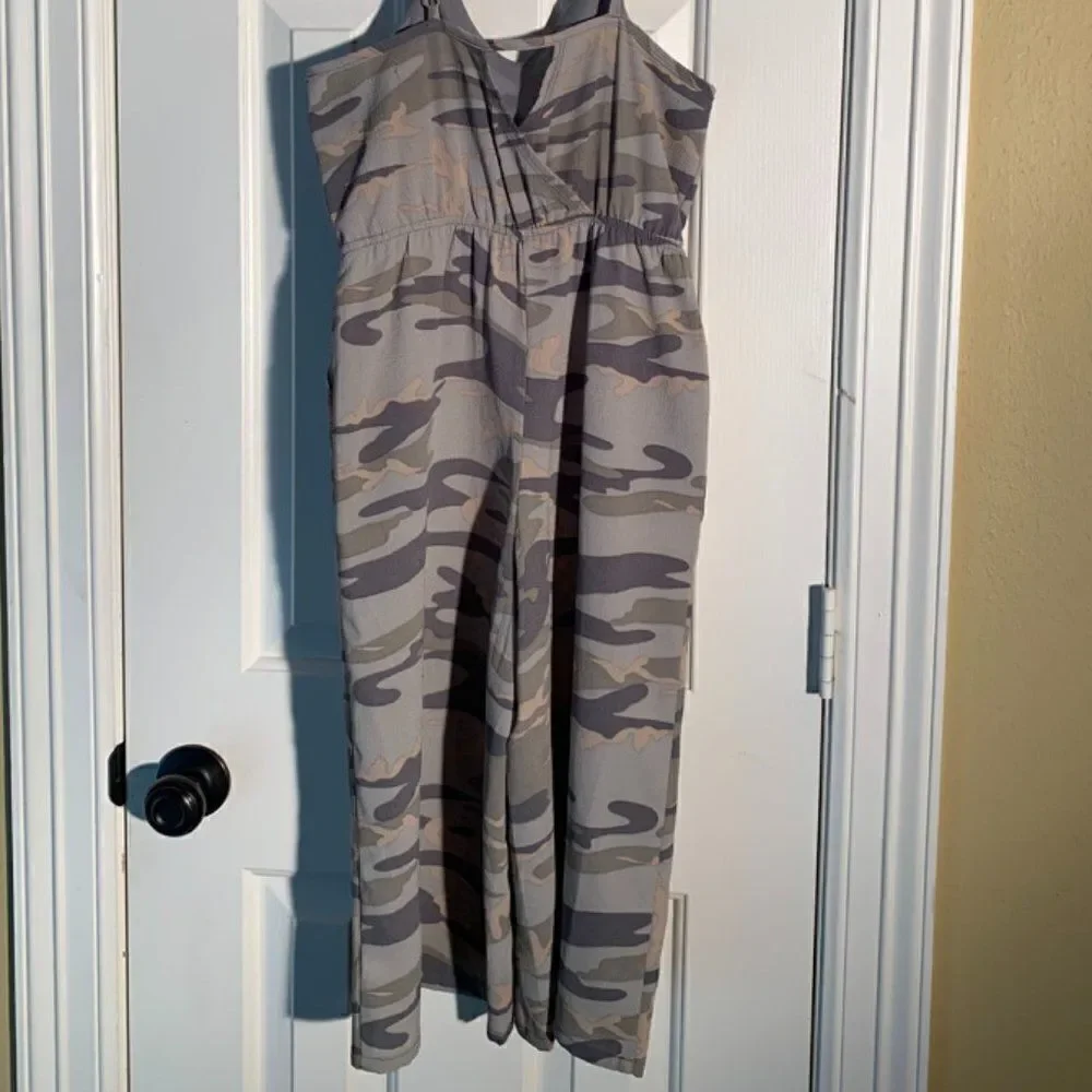Poppies and Rose Camo Jumpsuit